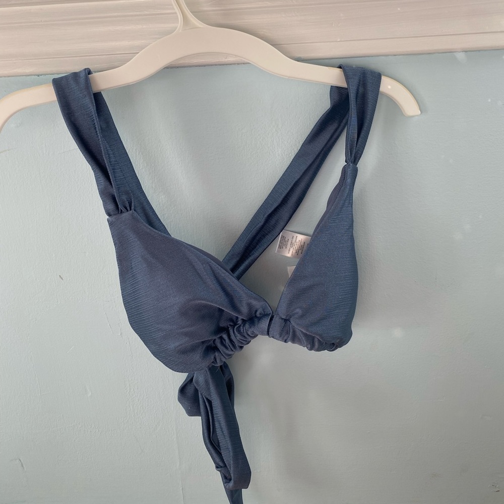 blue shimmery bikini top